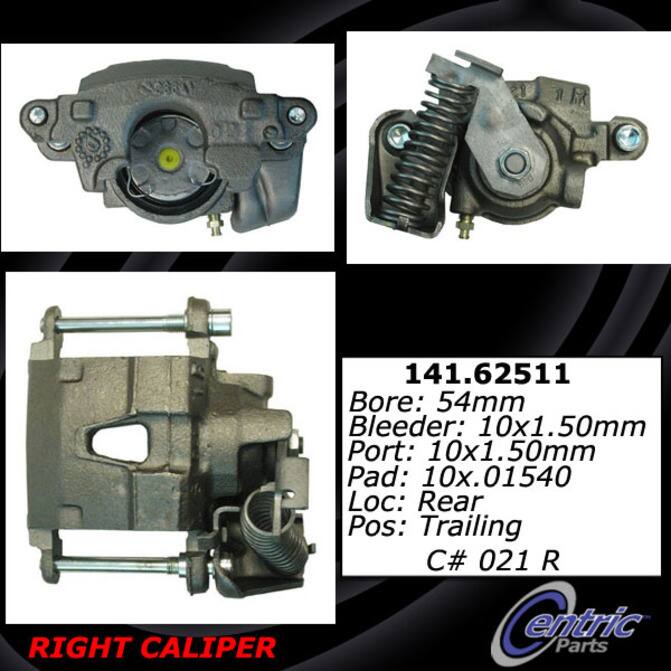 Disc Brake Caliper-Rear Disc Rear Right Centric 141.62511 Reman