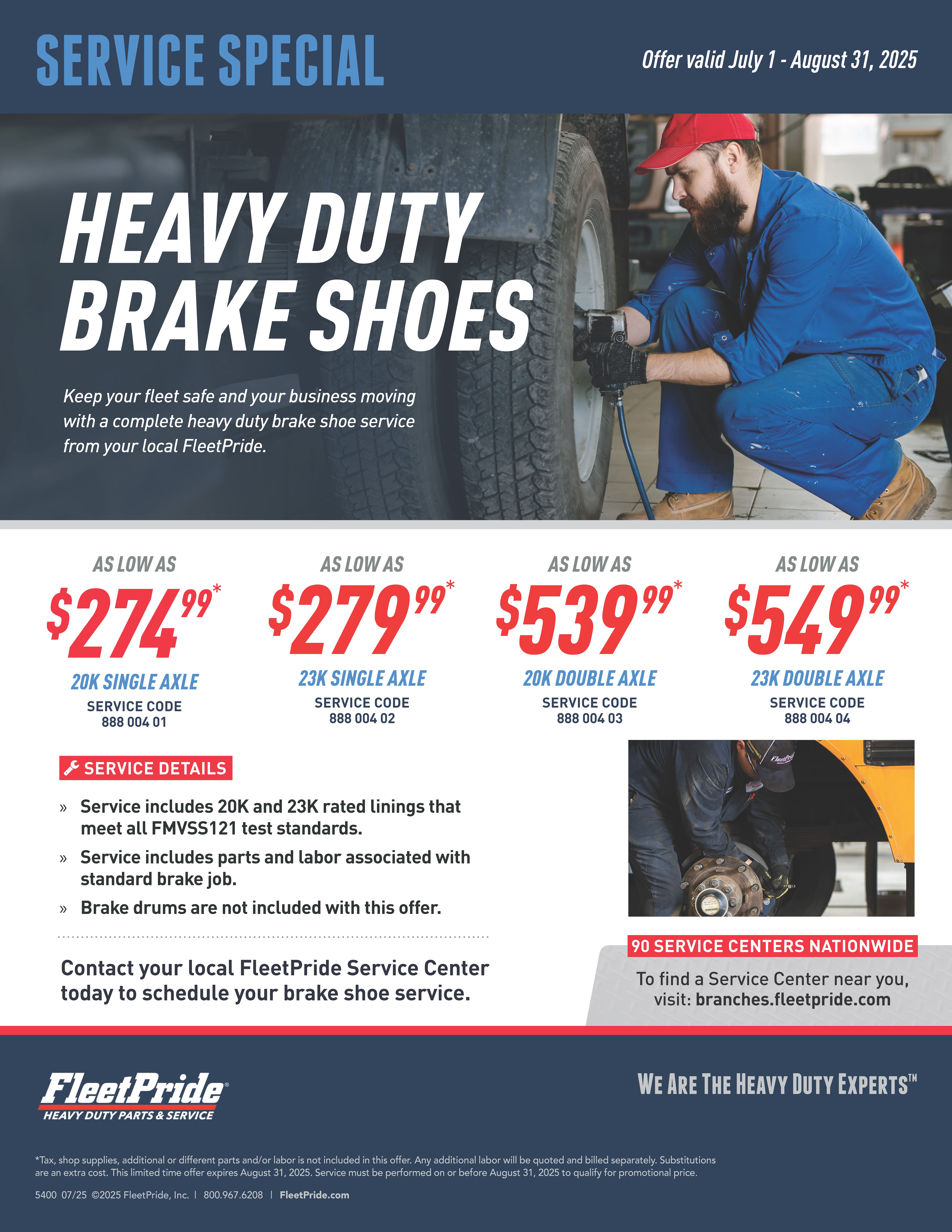 Heavy Duty Brake Shoes Service Special