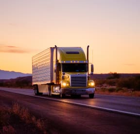 A heavy-duty truck in the summer